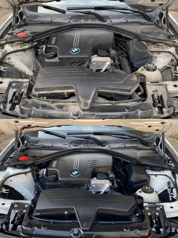 Detailed Audi A4 engine bay with clean components